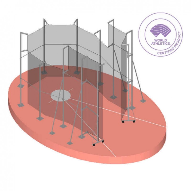 WORLD ATHLETICS ALUMINUM HAMMER CAGE WITH GROUND SLEEVES