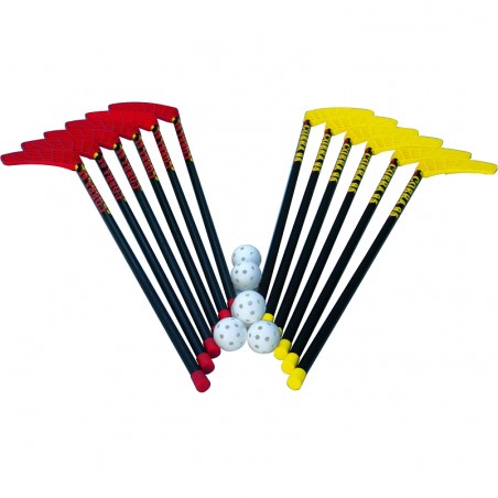 UNIHOCKEY SETSET OF 12 HOCKEY STICKS AND 6 BALLS