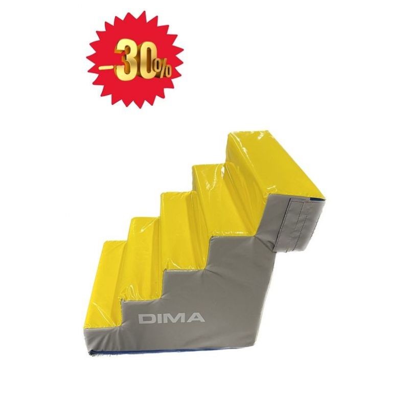 BON PLAN - ESCALIER 5 MARCHES JAUNE ET GRIS 78 X 60 X 70 CM